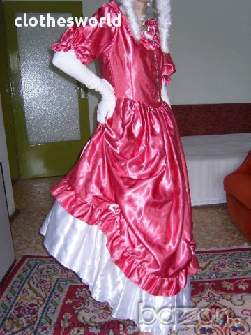 Бална рокля във викториански стил в розово и бяло, снимка 5 - Рокли - 11690524