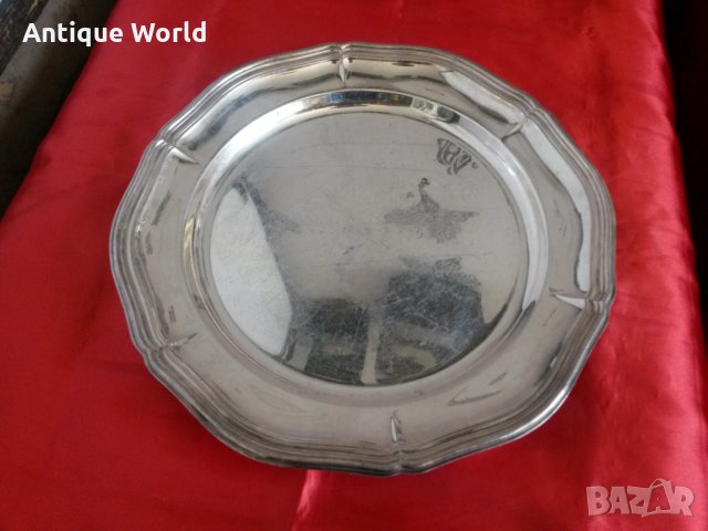 Стар ПОСРЕБРЕН Поднос , Табла ,Чиния