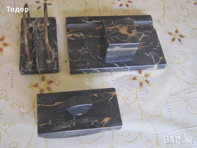 Уникална немска мраморна мастилница комплект, снимка 3 - Колекции - 25549484