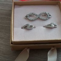Красиви сребърни бижута висулки обици пръстен комплект проба сребро 925 печат, снимка 14 - Бижутерийни комплекти - 23075920
