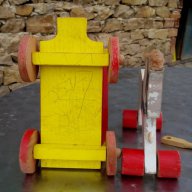 Стара дървена играчка Конче с каручка, снимка 6 - Антикварни и старинни предмети - 17897143