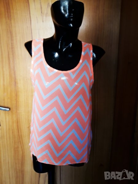 Електриково оранжев потник шифон М/Л, снимка 1