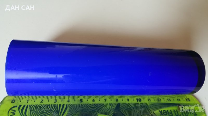 цветно син стъкло вазичка , снимка 1