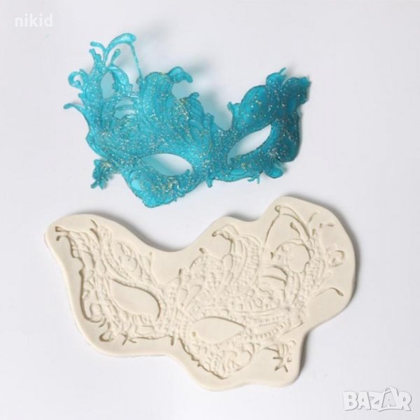 Голяма карнавална маска Домино силиконов молд форма дантела торта украса декор фондан, снимка 1