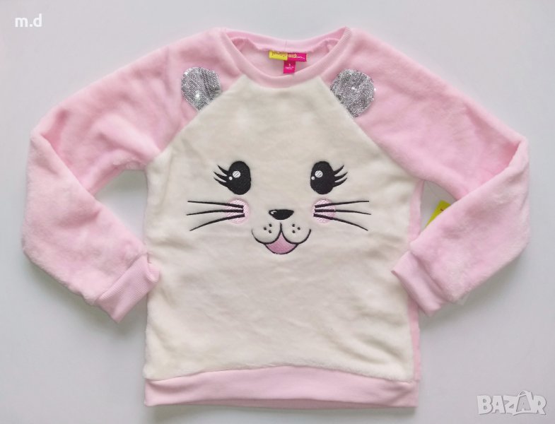 Топъл плюшен пуловер за момиче, размер 5-6 години, ръст 116 см, снимка 1