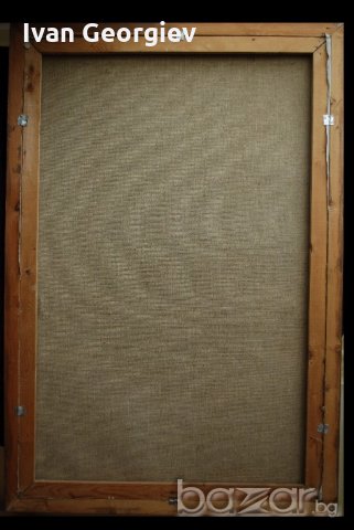 Голяма стара картина, пейзаж, Б.Русенов, 1993 г., 105х72 см., снимка 7 - Други ценни предмети - 18616110