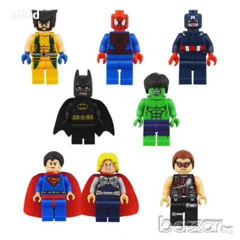 8 фигурки за Лего конструктор герои Marvel Марвел Отмъстителите Батман Супермен СпайдърМен, снимка 2 - Фигурки - 17552855