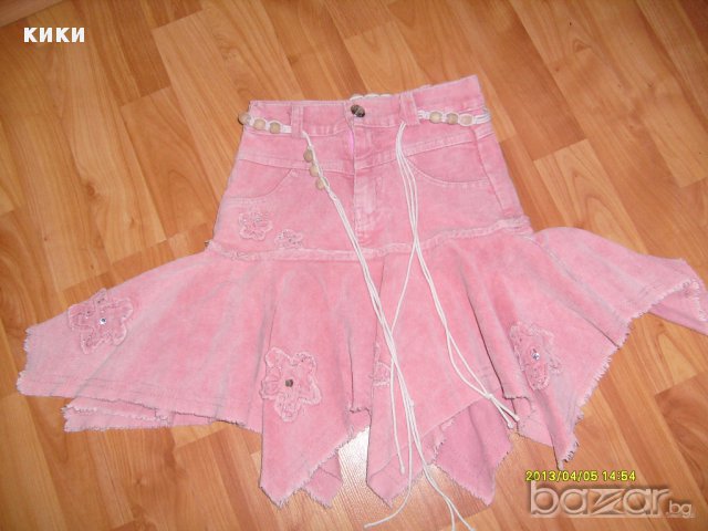 Детска розова джинсова пола, снимка 2 - Детски рокли и поли - 11091806