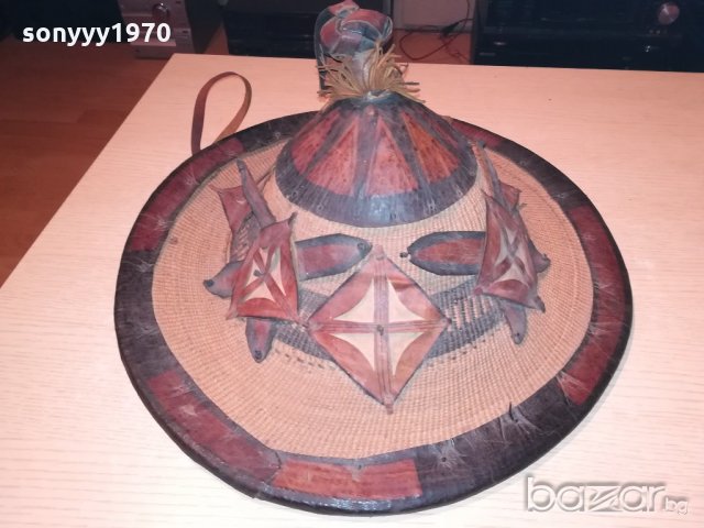 автентична тибетска/монголска шапка-46х22см-внос швеицария, снимка 3 - Колекции - 20285414