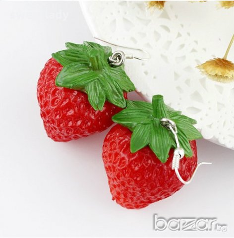 Обеци Strawberry, снимка 2 - Обеци - 21286166