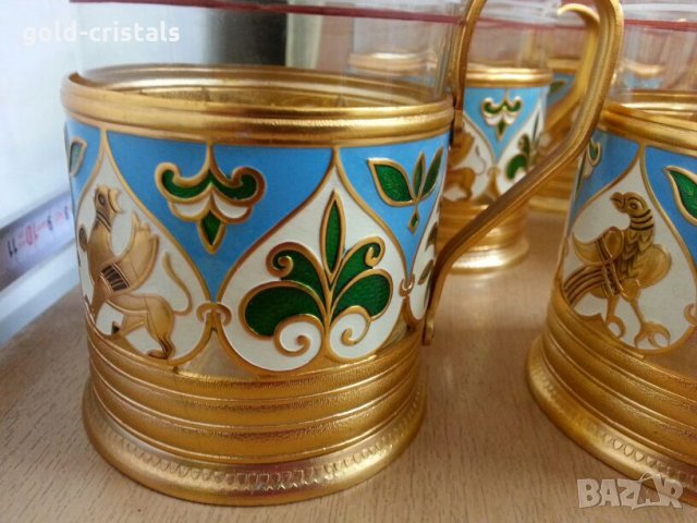 руски стакани подстакани с емайл , снимка 4 - Антикварни и старинни предмети - 25175578