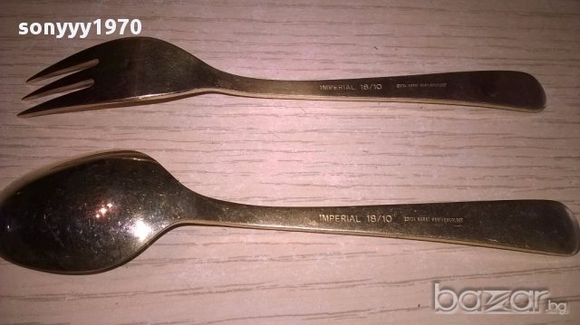 чаи/торта-Imperial 18/10-23/24 karat hartvergoldet-вилица+лъжица-внос швеицария, снимка 14 - Антикварни и старинни предмети - 17783773