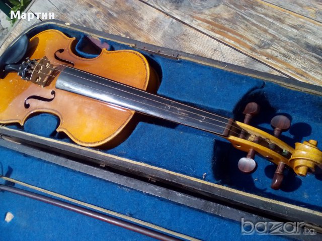 Много стара цигулка във дървен куфар ! Цигулката е във добро състояние !, снимка 6 - Струнни инструменти - 15388776