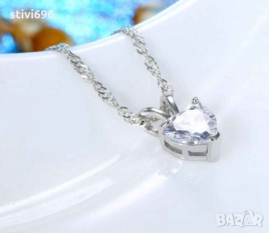 Колие сърце 925 стерлинг кубически цирконий Ново. , снимка 4 - Колиета, медальони, синджири - 22641779