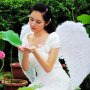 детски дамски бели крила от пера аксесоар към костюм ангел Хелоуин и др, снимка 1 - Други - 25507975