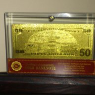 50 златни долара банкноти в стъклена поставка и масивно дърво + Сертификат , снимка 4 - Нумизматика и бонистика - 8692735