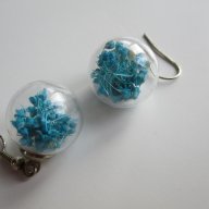 Комплект стъклени обеци и пръстен с цветя, снимка 4 - Обеци - 16315643