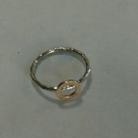 сребърен пръстен със злато, снимка 4 - Пръстени - 21493054