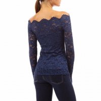 Дамска дантелена пролетна блуза Риза Блузка с къс дълъг ръкав горнище до рамената, снимка 13 - Блузи с дълъг ръкав и пуловери - 20594063