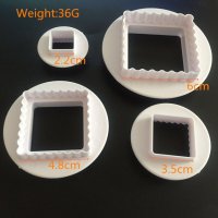 4 бр двустранни равни и къдрави квадрати рамки пластмасови резци форми за тесто сладки фондан , снимка 2 - Форми - 20467992