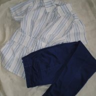 Лот син панталон и  риза L-ки, снимка 1 - Ризи - 18179980