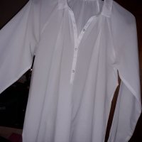 Дамска широка тънка блуза с дълъг ръкав бяла, снимка 2 - Блузи с дълъг ръкав и пуловери - 23114759