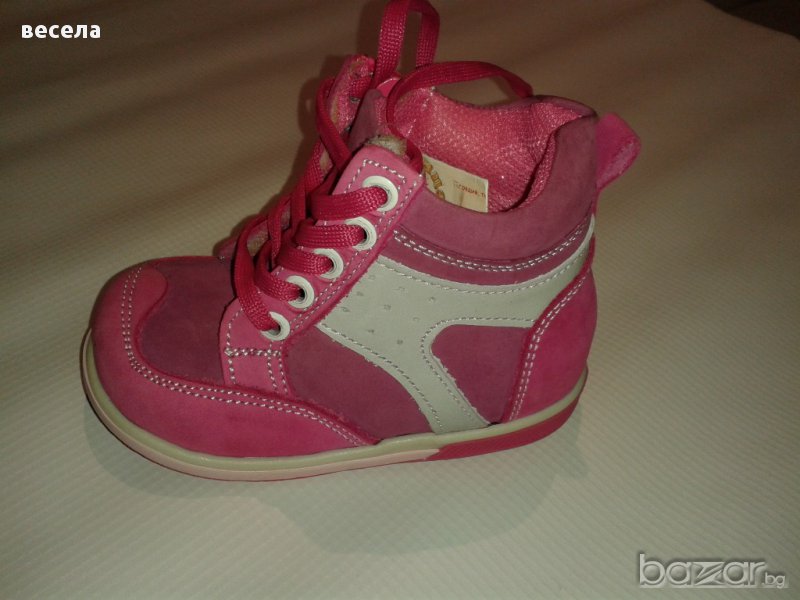 Детски боти за момиче от естествена кожа с цип и връзки, ортопедични, снимка 1