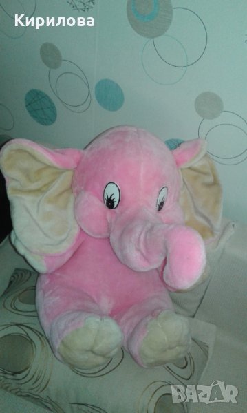 детски плюшени играчки -  слон розов-седнал 20 лв, снимка 1