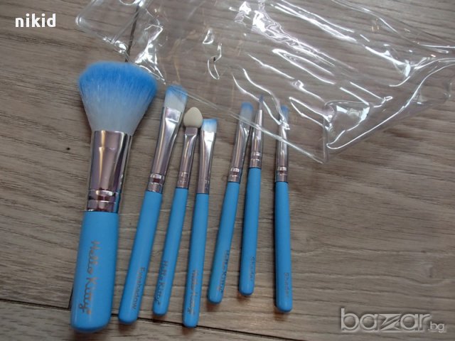 7 бр къси четки за грим сенки сини зелени розови дръжки гримиране, снимка 4 - Други - 12791953