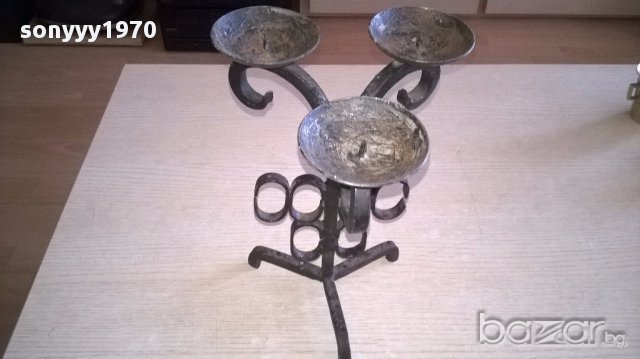 Ретро свещник-27х20х20-ковано желязо, снимка 8 - Антикварни и старинни предмети - 17943295