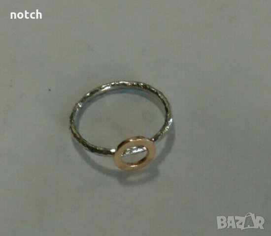 сребърен пръстен със злато, снимка 4 - Пръстени - 21493054