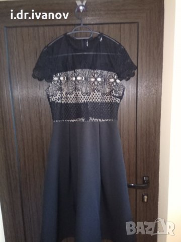 черна рокля официална с дантела 