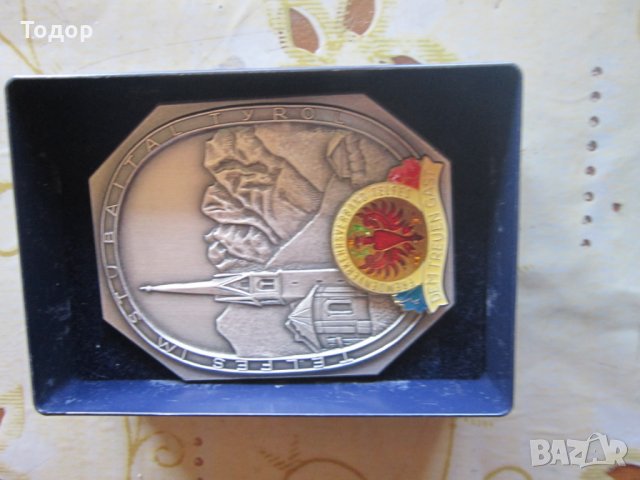 Настолен голям немски медал плакет Тирол с кутия, снимка 5 - Колекции - 25508169