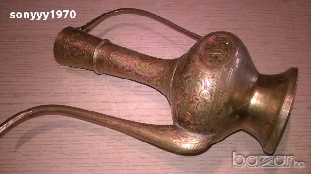 Ретро чаиник-мед/месинг-21х19х9см-внос швеицария, снимка 4 - Антикварни и старинни предмети - 18146453