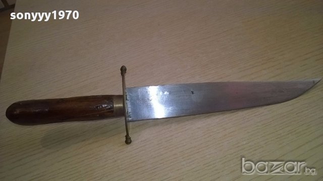 Стар нож индия-30см-дърво/метал/месинг-внос швеицария, снимка 12 - Ножове - 17807533
