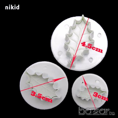 резци остри листа имел имели 3 бр бутало форми за украса декорация тесто фондан торта шоколад и др., снимка 2 - Форми - 14785694