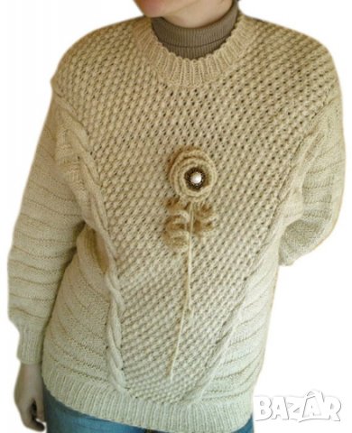 Дамски вълнен пуловер 100% вълна, снимка 4 - Блузи с дълъг ръкав и пуловери - 23494619
