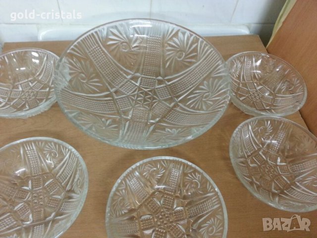 стари стъклени купички и купа , снимка 4 - Сервизи - 22287197