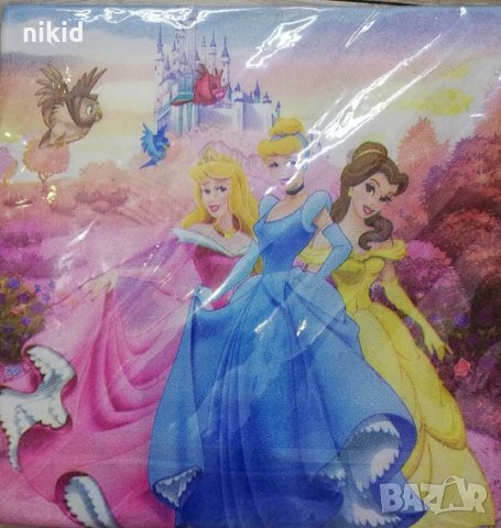 Принцеси Снежанка Рапунцел Ариел Белл Пепеляшка Жасмин 10 парти салфетки за рожден ден, снимка 2 - Други - 22869090