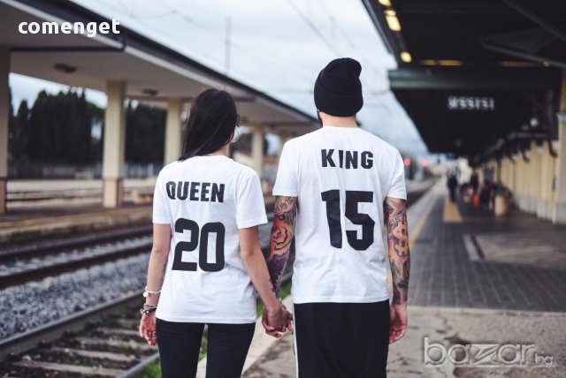 За ВЛЮБЕНИ! KING & QUEEN LOVE тениски с номер по ТВОЙ ИЗБОР! Поръчай модел с твоя ИДЕЯ!, снимка 3 - Тениски - 15058871