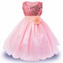  бебешка детска приказна официална празнична рокля в розово с пайети, снимка 1 - Детски рокли и поли - 17779145