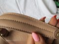 ZARA естествена кожа дамска чанта в цвят пудра, снимка 4