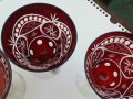 Кристални чаши цветен червен кристал и гарафа , снимка 14
