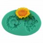 3D 2 слънчогледови цветя силиконов молд форма декорация и украса фондан шоколад тесто, снимка 1 - Форми - 18604267