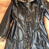 Кожено палто/ манто - черно с леопардов принт, снимка 13 - Палта, манта - 24064565
