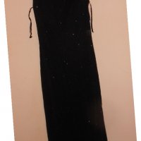 Дълга черна рокля с цепка и лъскави елементи , снимка 2 - Рокли - 21207076