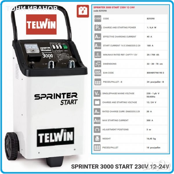 Ново Зарядно стартерно устройство TELWIN, снимка 1