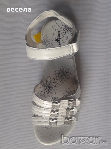 Детски сандали за момиче в бяло със стелка от естествена кожа и лепенки, снимка 3 - Детски сандали и чехли - 10650696