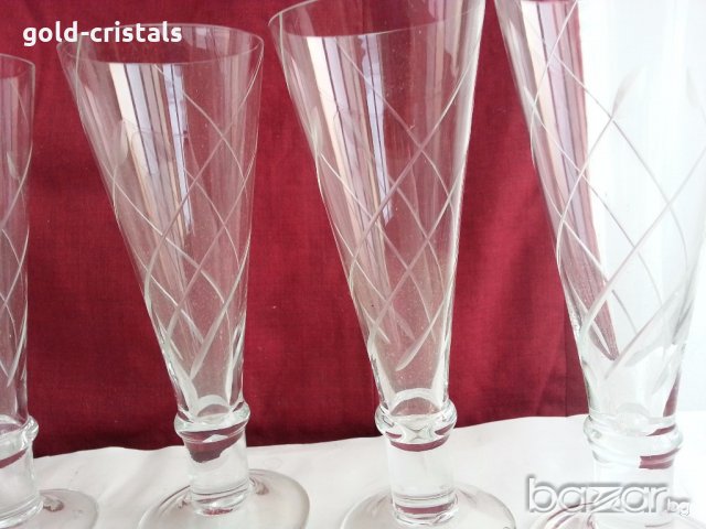кристални чаши за шампанско гравирани , снимка 6 - Антикварни и старинни предмети - 20026884