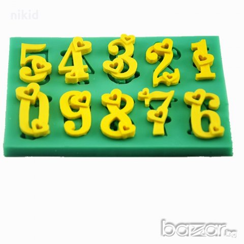 числа цифри със сърце силиконов молд форма фондан декор украса , снимка 3 - Форми - 15356247
